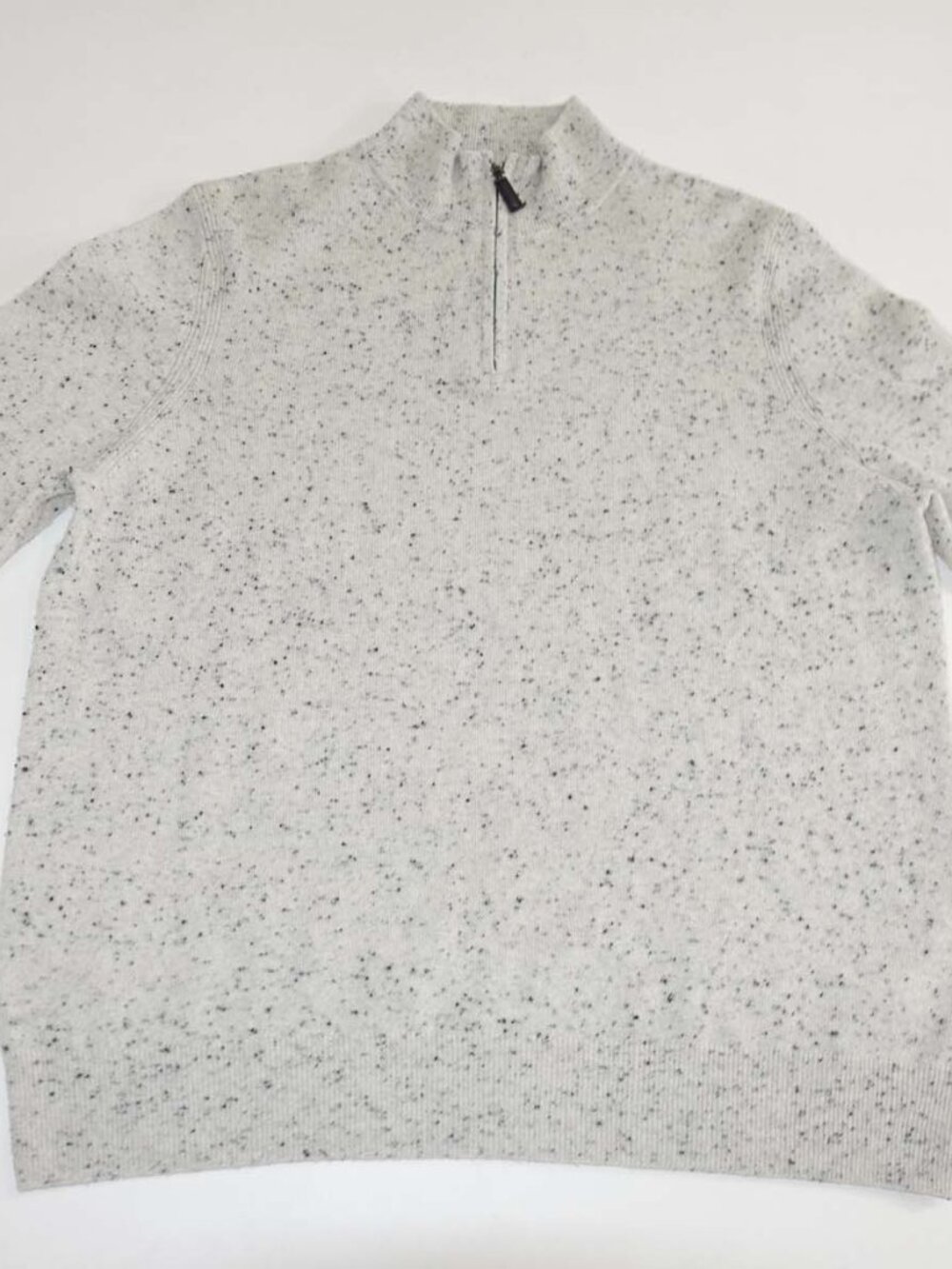Daniel Hechter Men's 100% Cashmere Speckled 1/4 Zip Sweater Size XL Light Gray